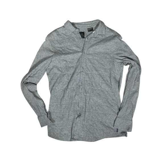Armani Exchange Men’s Slim Fit Quilted Knit Shirt Medium Gray Textured - Picture 1 of 5